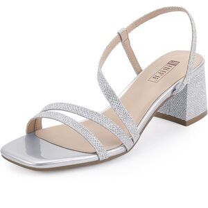 IDIFU Silver Strappy Block Heels